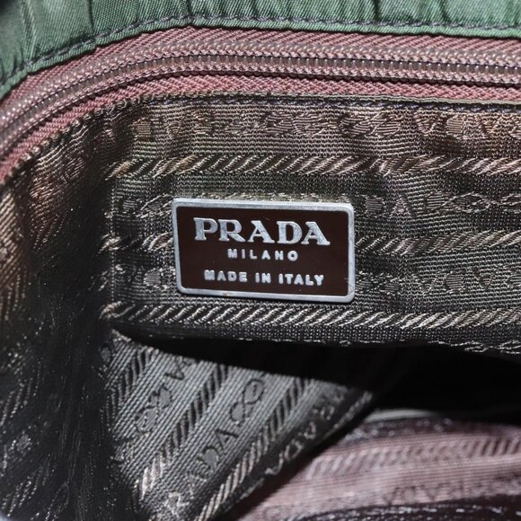 PRADA Chain Shoulder Bag Nylon Khaki Silver Auth - Picture 10 of 16